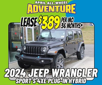 $389 Per Month for a New 2024 Jeep Wrangler Sport S 4xe Plug-In Hybrid!*